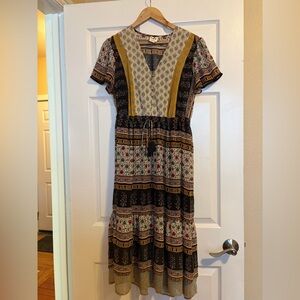 Bohemian Multi-Color V-Neck Dress